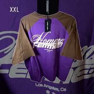 •NWT• Homme + Femme LA • Men’s XXL Westwood Ragland Tee Brown/Purple